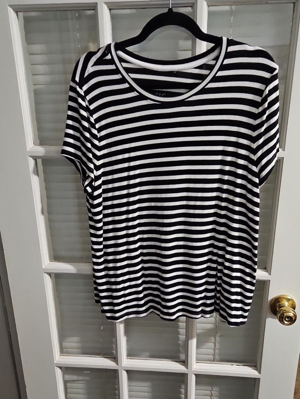 ❤️ A New Day Women's Black & White Striped Short Sleeve Top. Sz XL. GUC